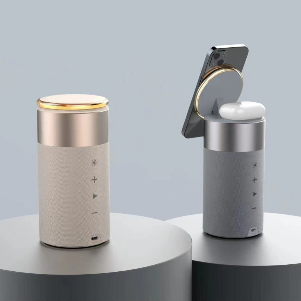 Magnetic Wireless Charger with Bluetooth Speaker and Night Light