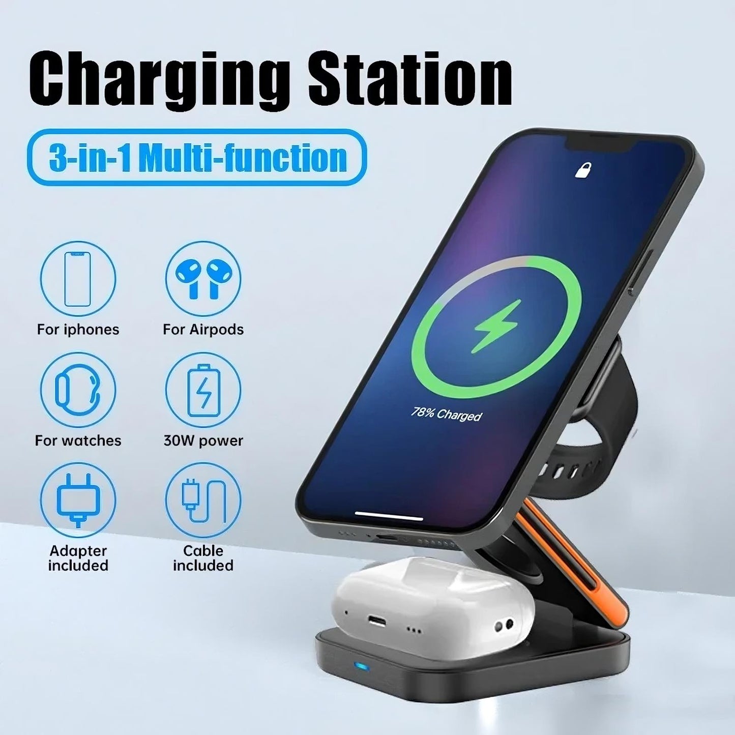 3-IN-1 FOLDABLE CHARGING STATION
