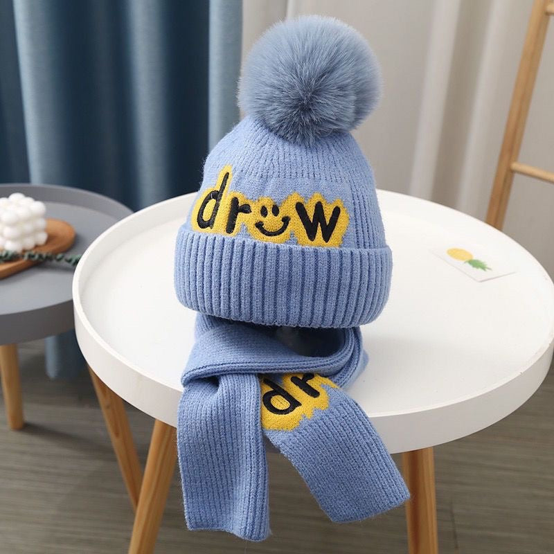 Children's Knitted Winter Hat and Scarf Set