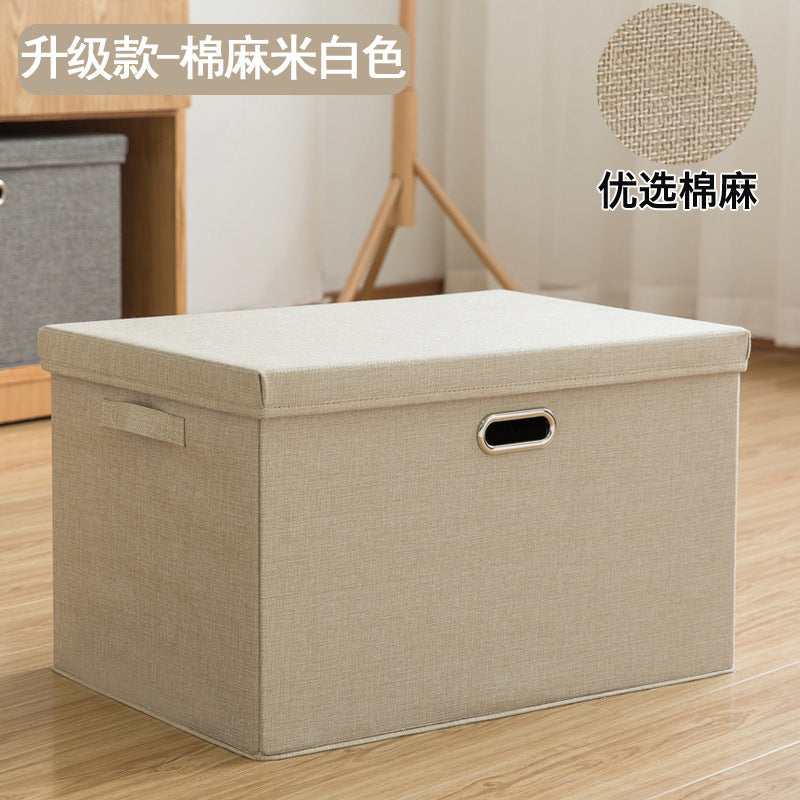 Cotton Linen Fabric Storage Box with Handles