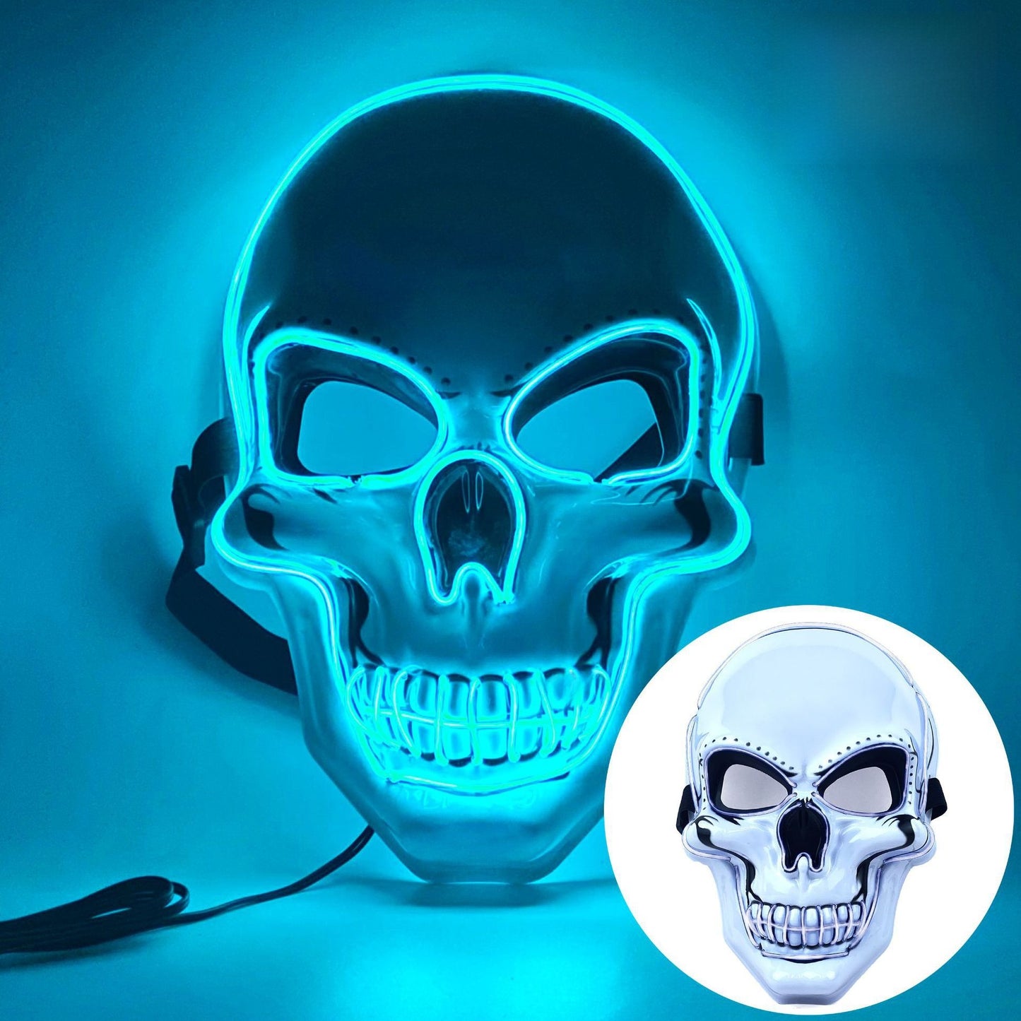 Halloween Skull LED Glow Mask with Multi-Color Effects