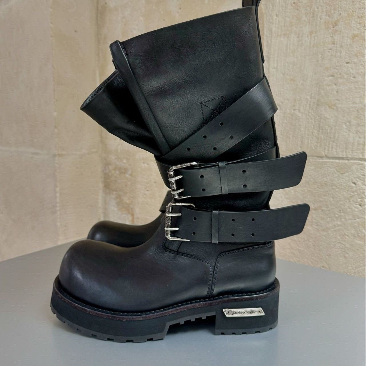 Retro Belt Buckle Motorcycle Boots