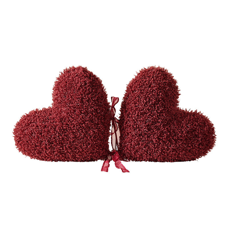 Red Heart-Shaped Throw Pillow for Wedding Celebration & Wedding Room Decoration
