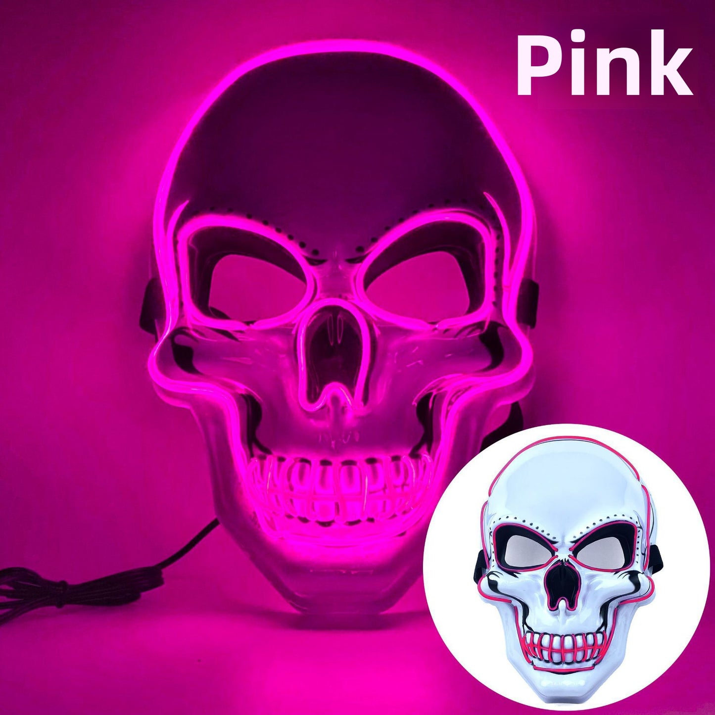 Halloween Skull LED Glow Mask with Multi-Color Effects