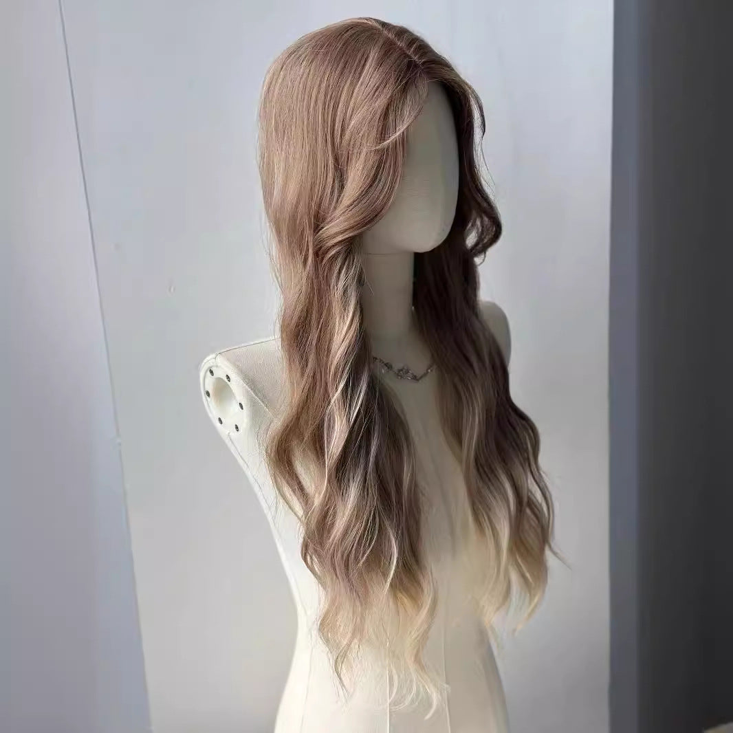 A full-length wig for women with long curly hair on the forehead