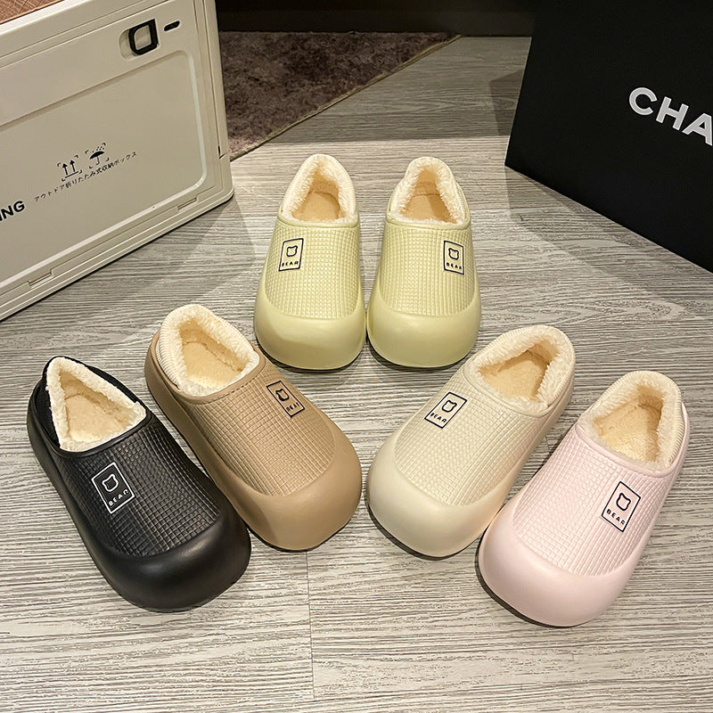 Women's Warm Waterproof Cotton Slippers - Indoor & Outdoor