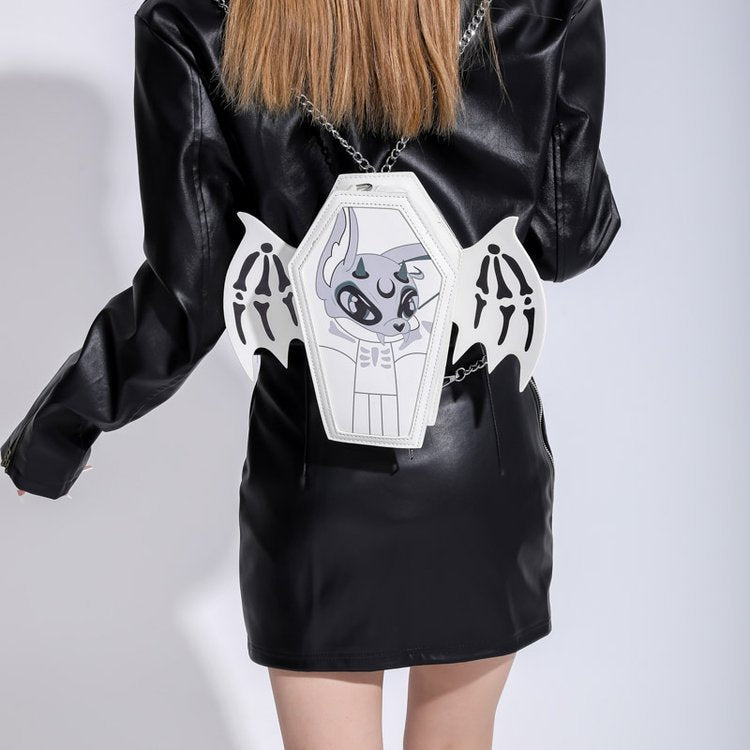 Gothic Coffin Shape PU Handbag with Chain Strap