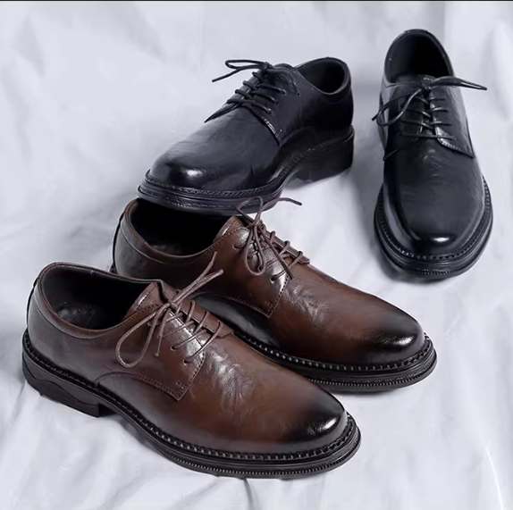 Brogue Leather Shoes for Men, Genuine Leather Soft-Soled Casual Derby