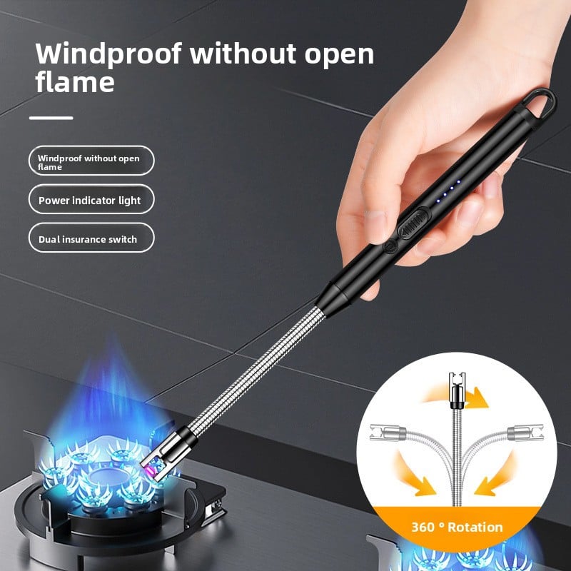 Extended Windproof Pulse Ignition Gun for Gas Stove and Candle Lighter