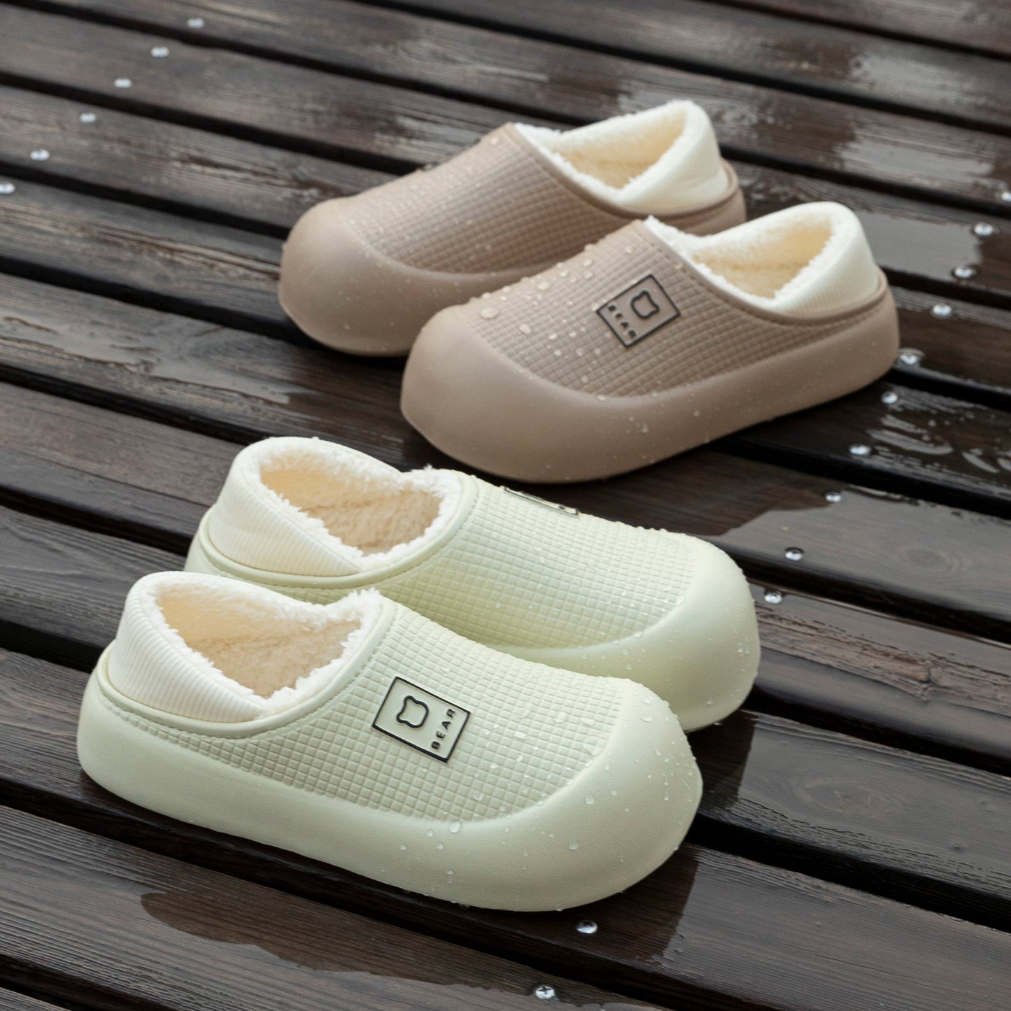 Fleece-lined Waterproof Cotton Slippers