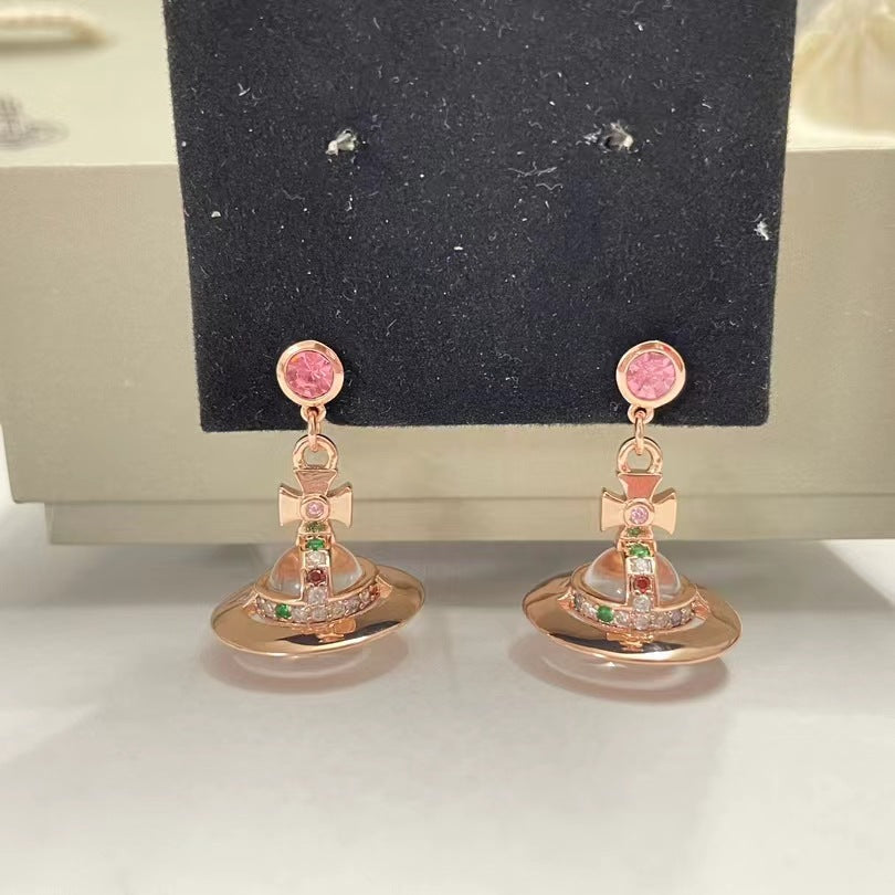 Retro Saturn Earrings - 925 Silver