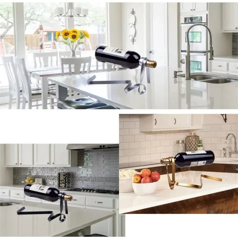 RIBBON FLOATING IRON WINE HOLDER