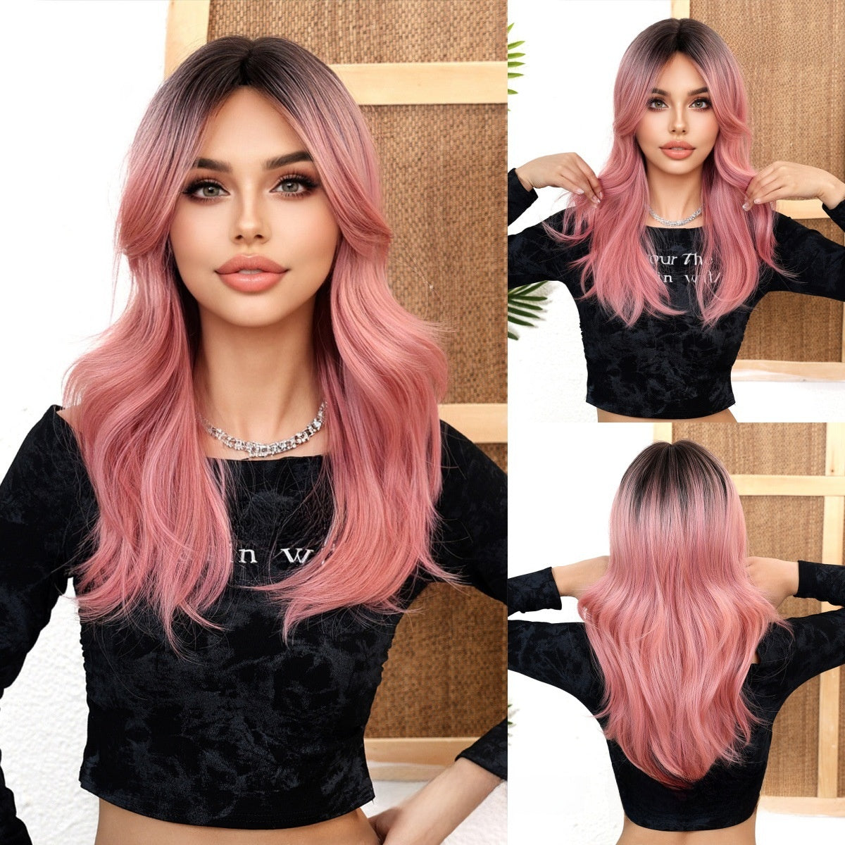 Long wig with a golden gradient figure-eight bangs