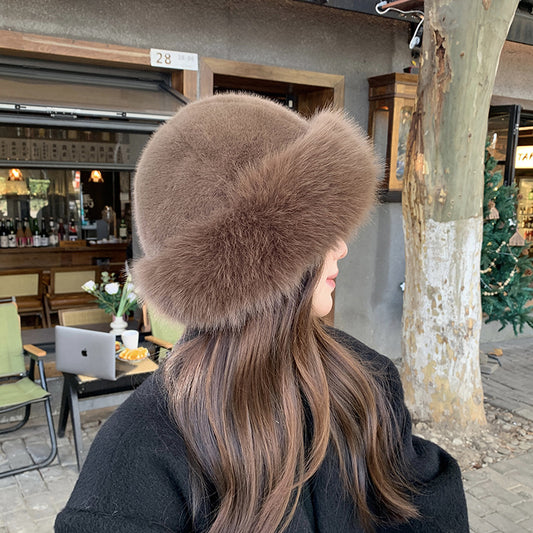 Fur-lined winter hat