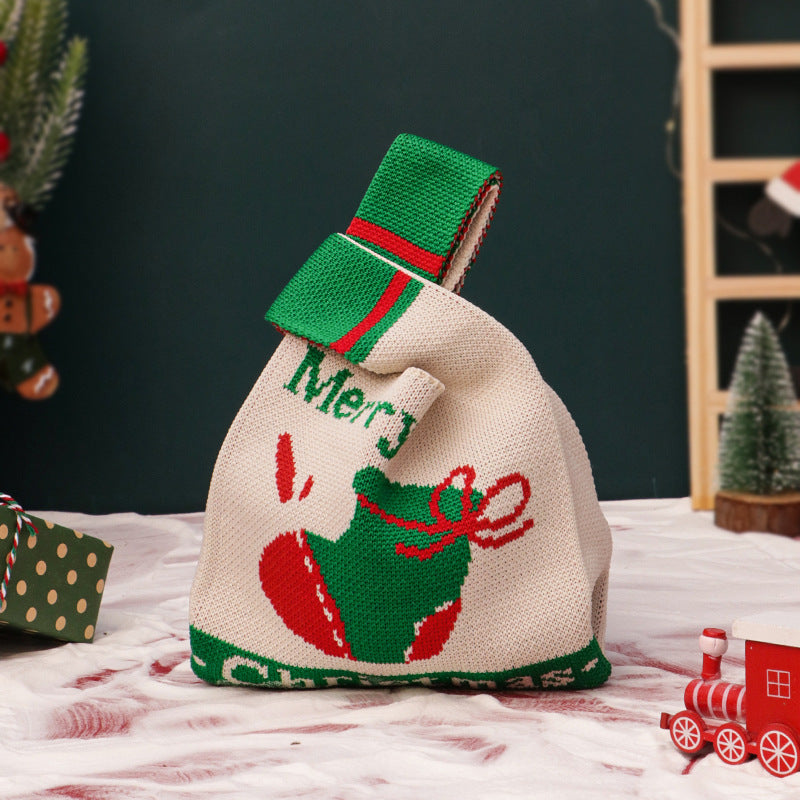 Christmas Apple Gift Bag - Knitted Fabric Holiday Packaging