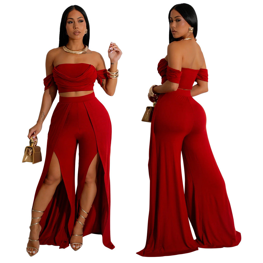 Sleeveless Tube Top and Wide Leg Lounge Pants Set
