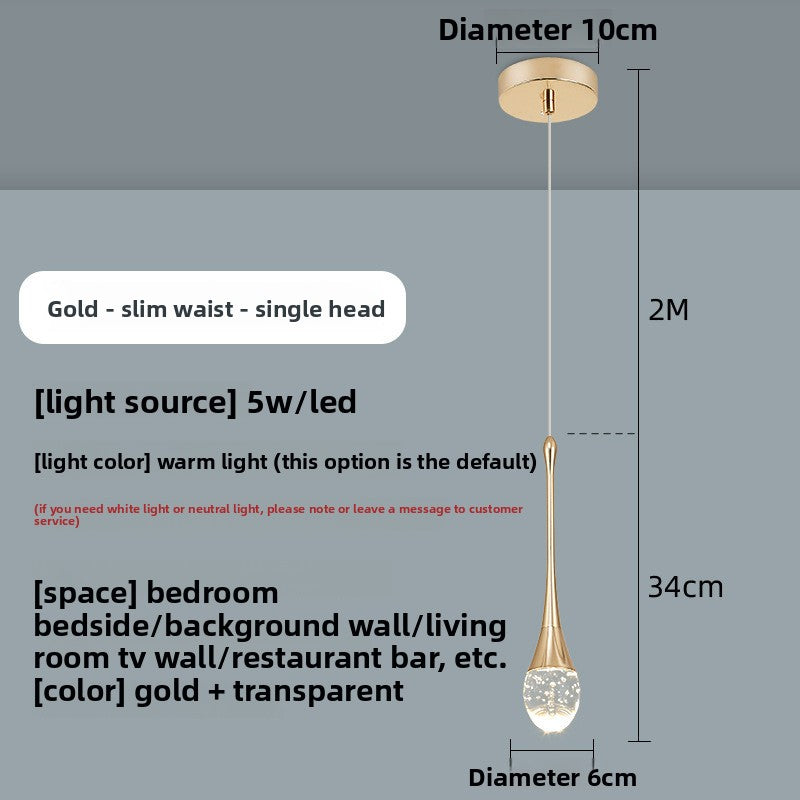 Single-Head Crystal LED Chandelier for Bedroom and Dining Room