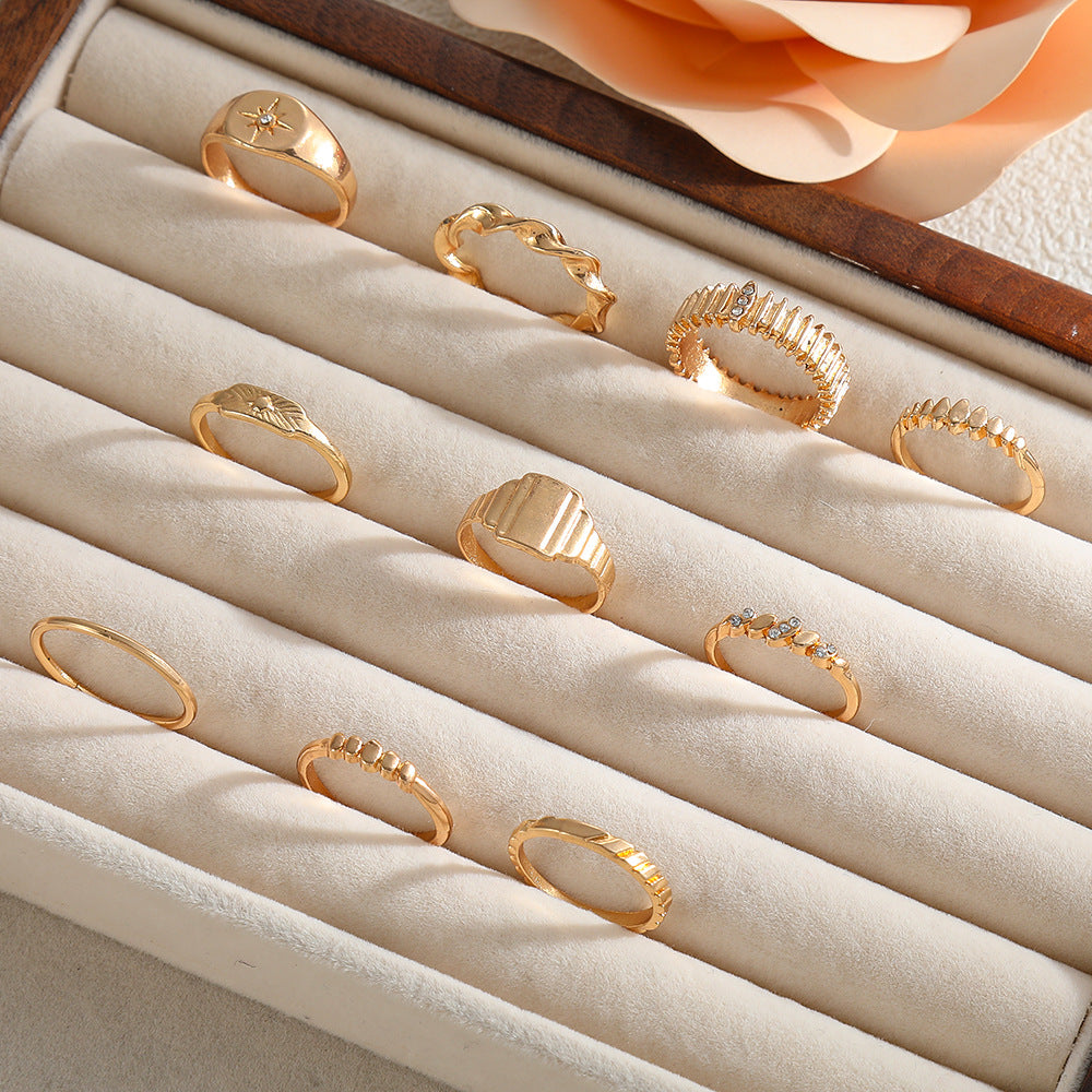 Women's Adjustable Geometric Alloy Ring Set