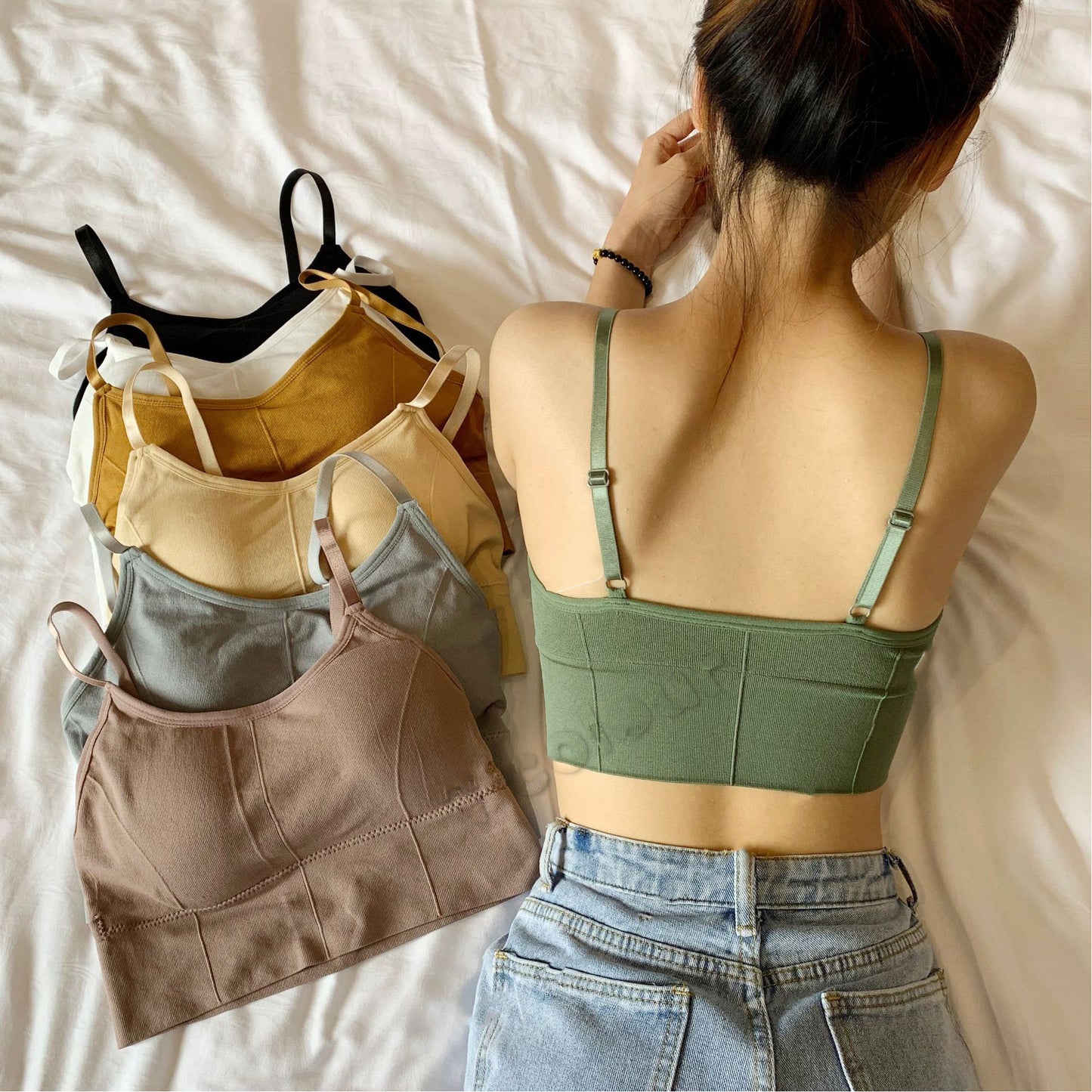 Women's Summer Backless Vest with Built-in Pads