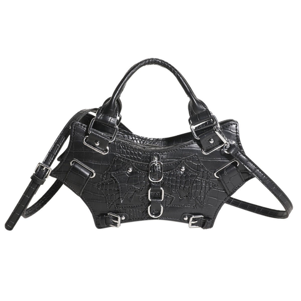 Gothic Bat Wing Shoulder/Hand Bag with Studded Details