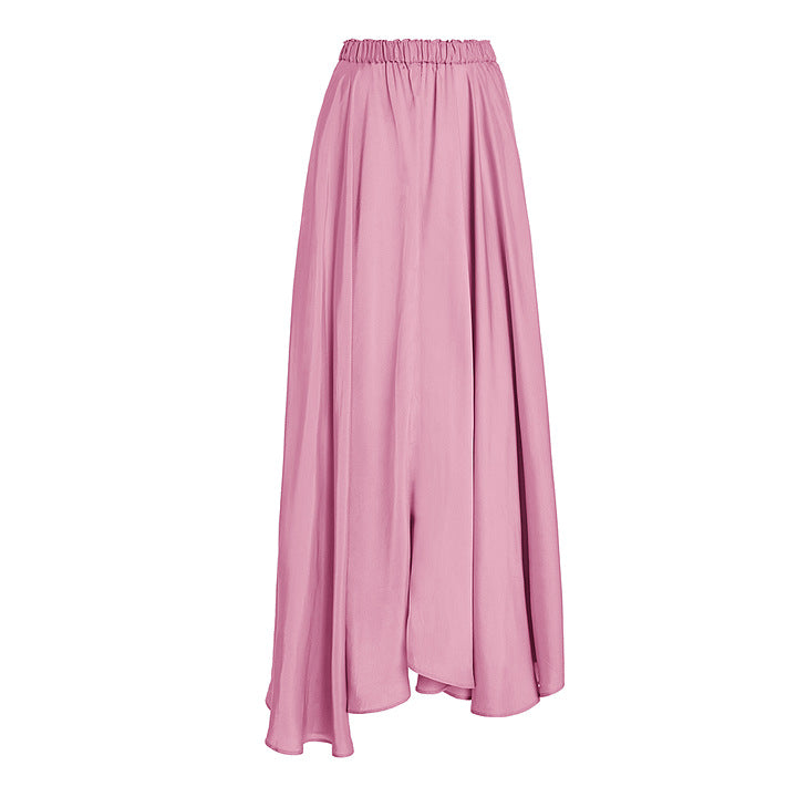 Pink One-Shoulder Ruffle Swimsuit with Skirt