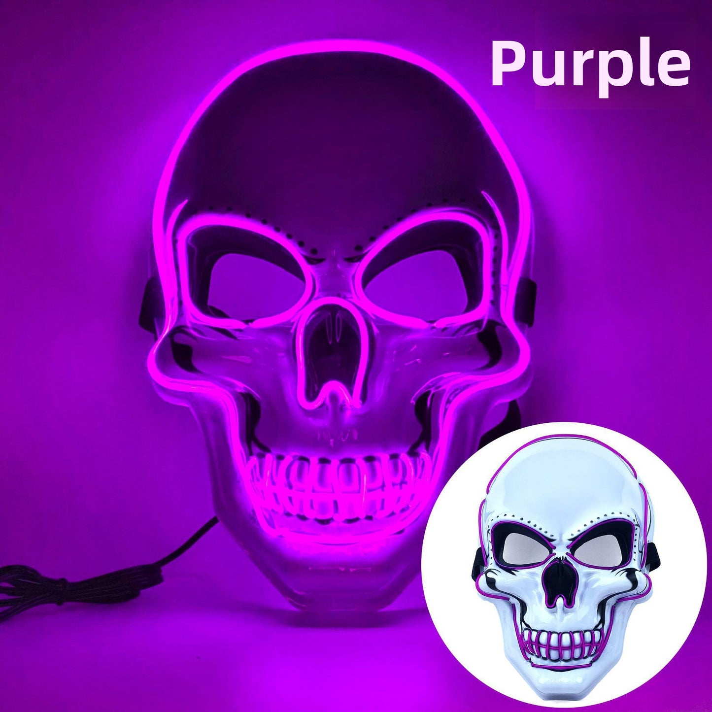 Halloween Skull LED Glow Mask with Multi-Color Effects