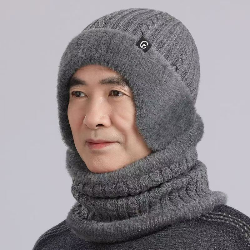 Men's Fleece-Lined Knitted Winter Hat with Ear Protection