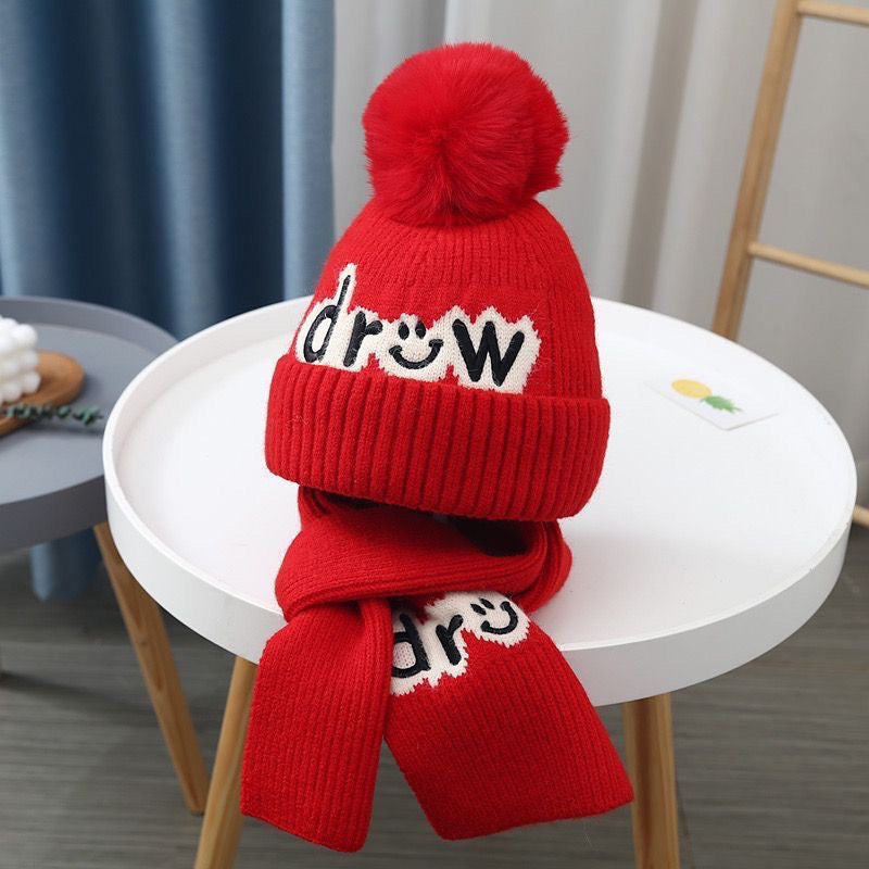 Children's Knitted Winter Hat and Scarf Set