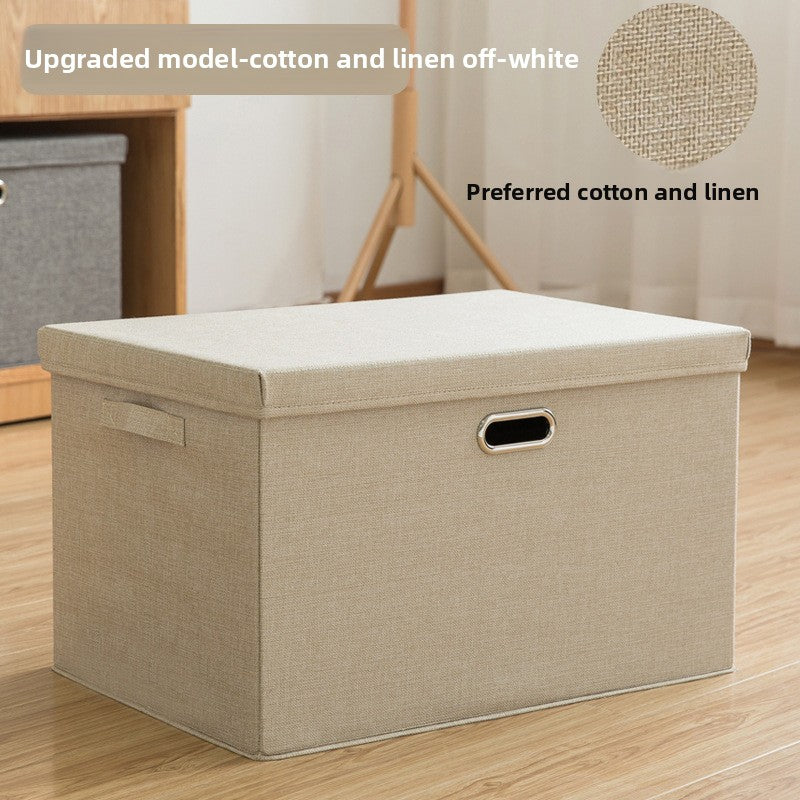 Cotton Linen Fabric Storage Box with Handles