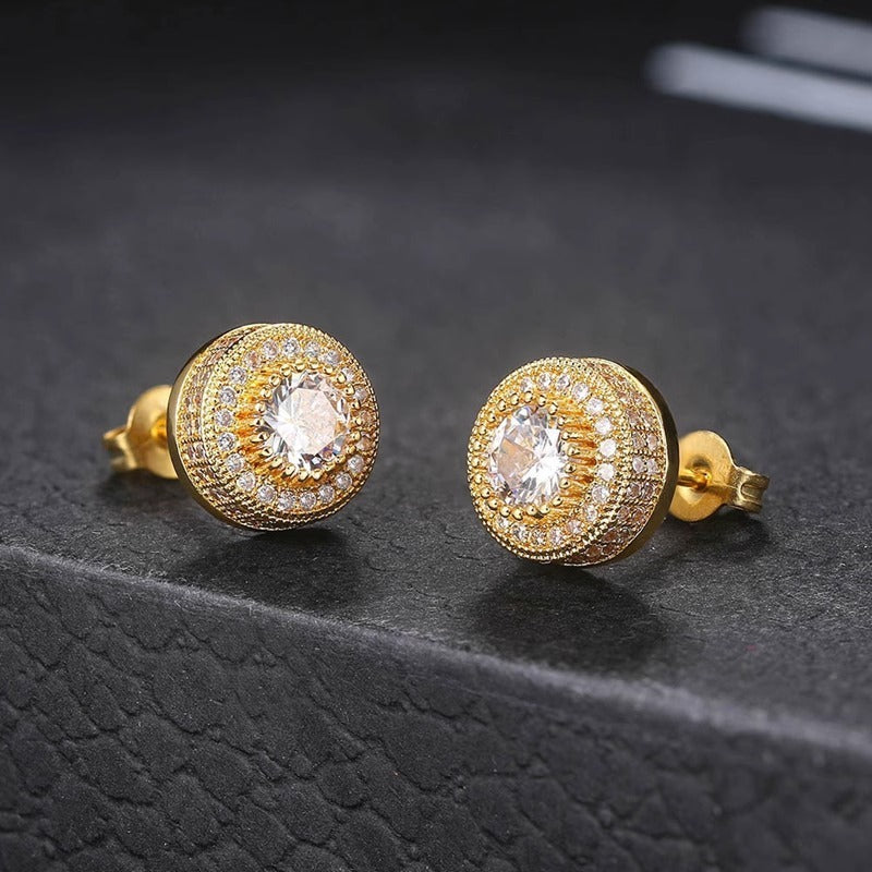 Round Imitation Zircon Earrings
