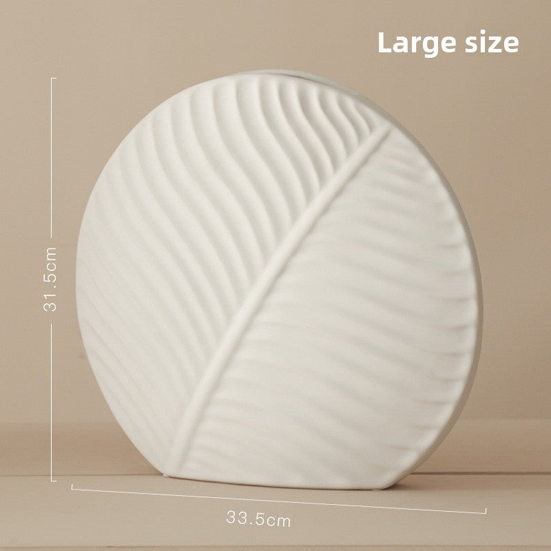Nordic Ceramic Leaf Flat Vase