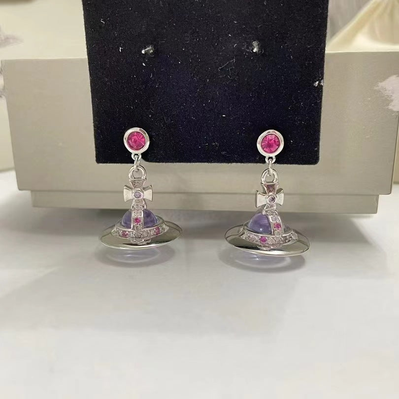 Retro Saturn Earrings - 925 Silver