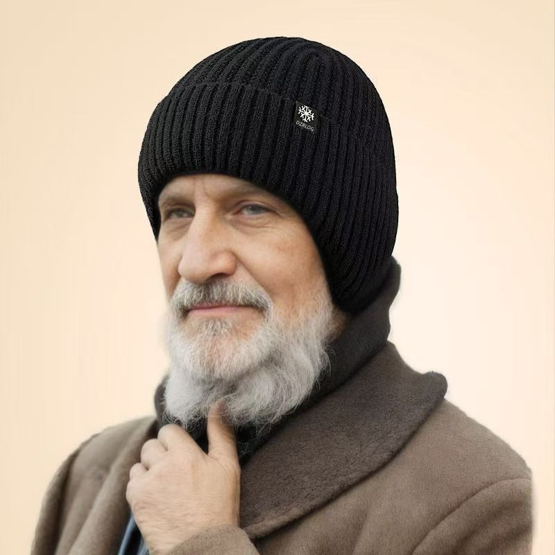 Men's Fleece-Lined Knitted Winter Hat with Ear Protection