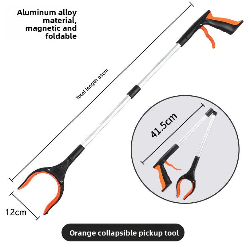 Foldable Aluminum Alloy Garbage Pickup Clip with Magnetic Head