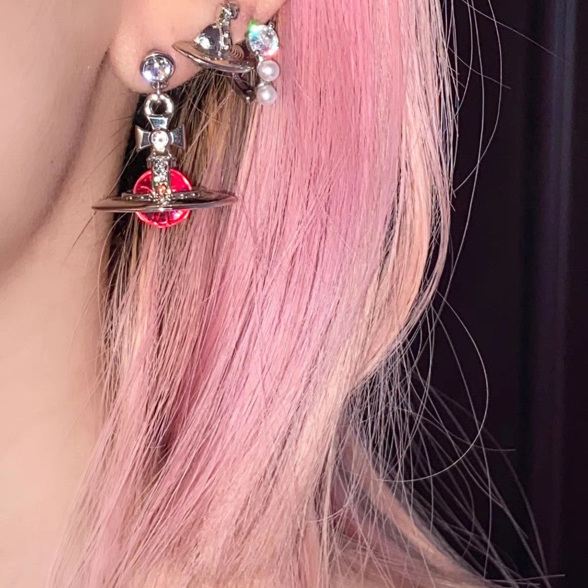 Retro Saturn Earrings - 925 Silver