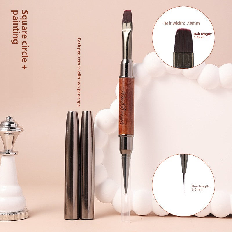 Double-Head Sandalwood Nail Art Brush for Construction & Line Drawing