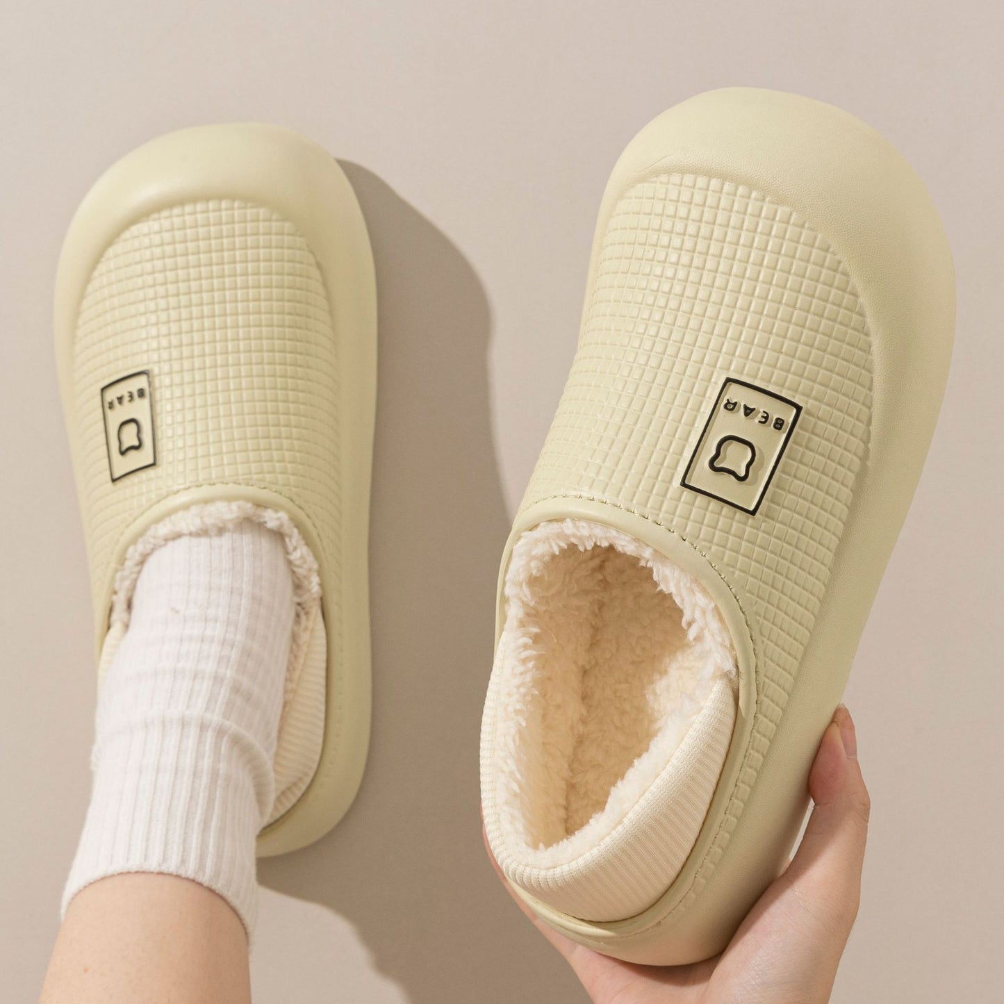 Fleece-lined Waterproof Cotton Slippers