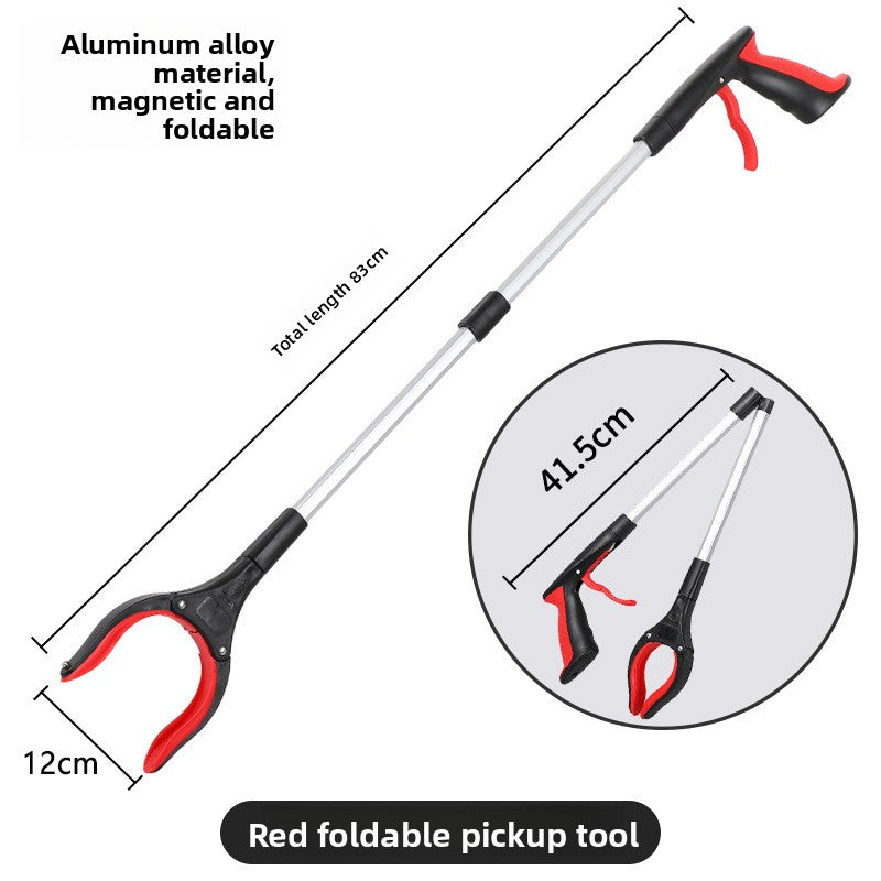 Foldable Aluminum Alloy Garbage Pickup Clip with Magnetic Head