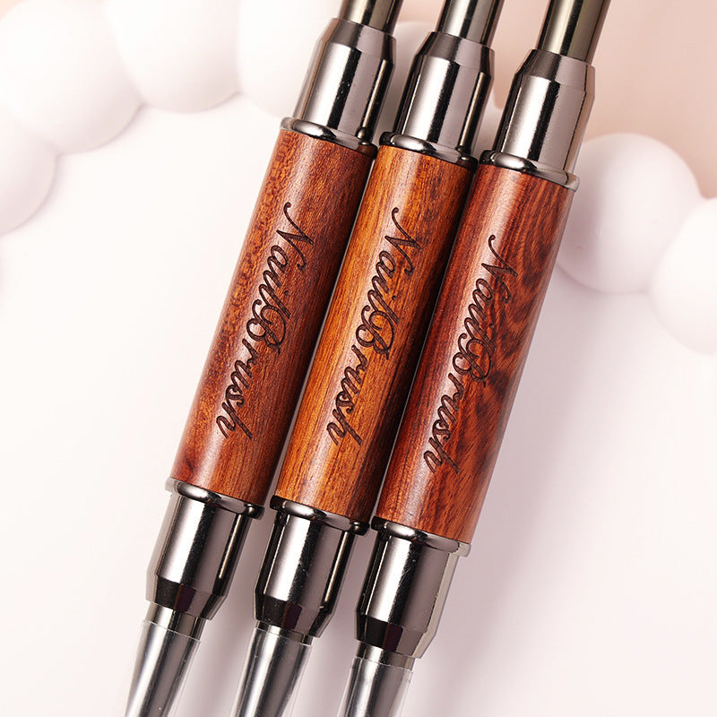 Double-Head Sandalwood Nail Art Brush for Construction & Line Drawing