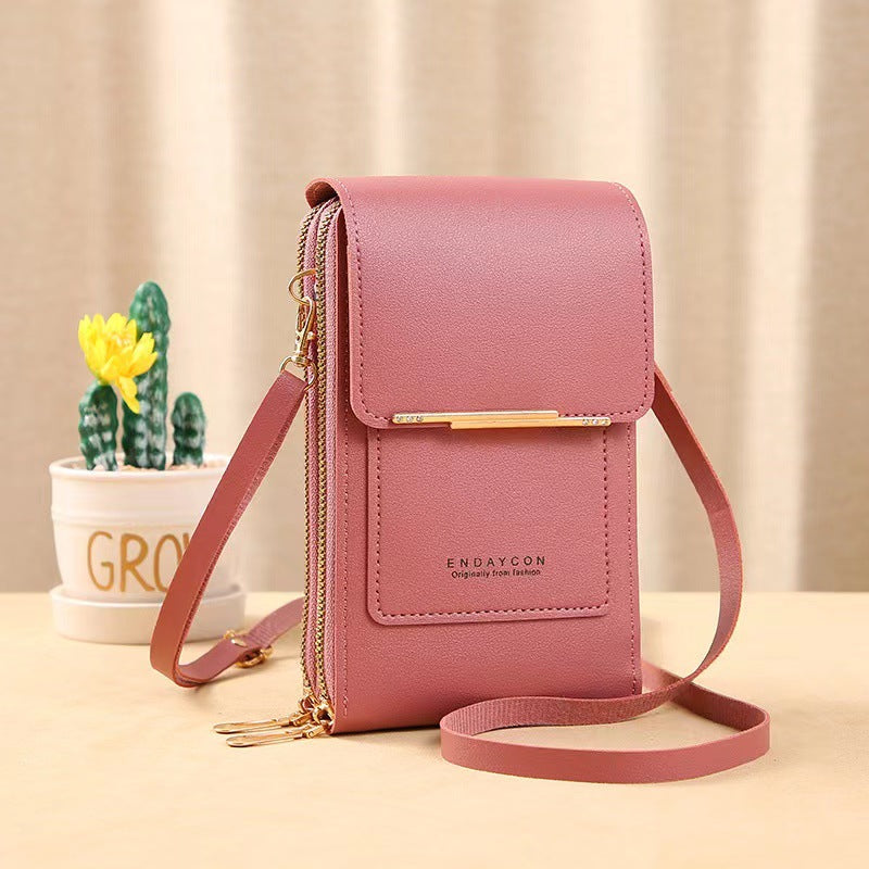 SMALL BAG FOR FEMALES WITH TRANSPARENT TOUCH SCREEN AREA
