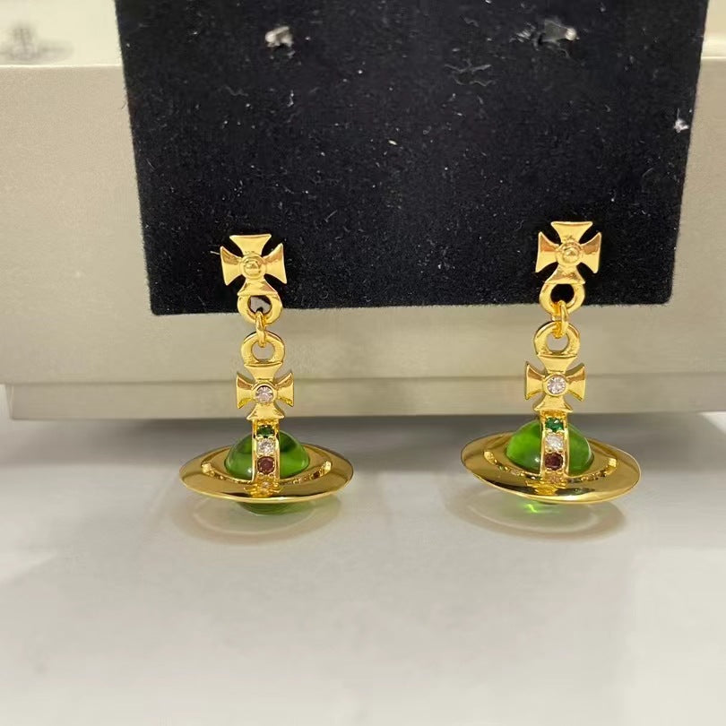 Retro Saturn Earrings - 925 Silver