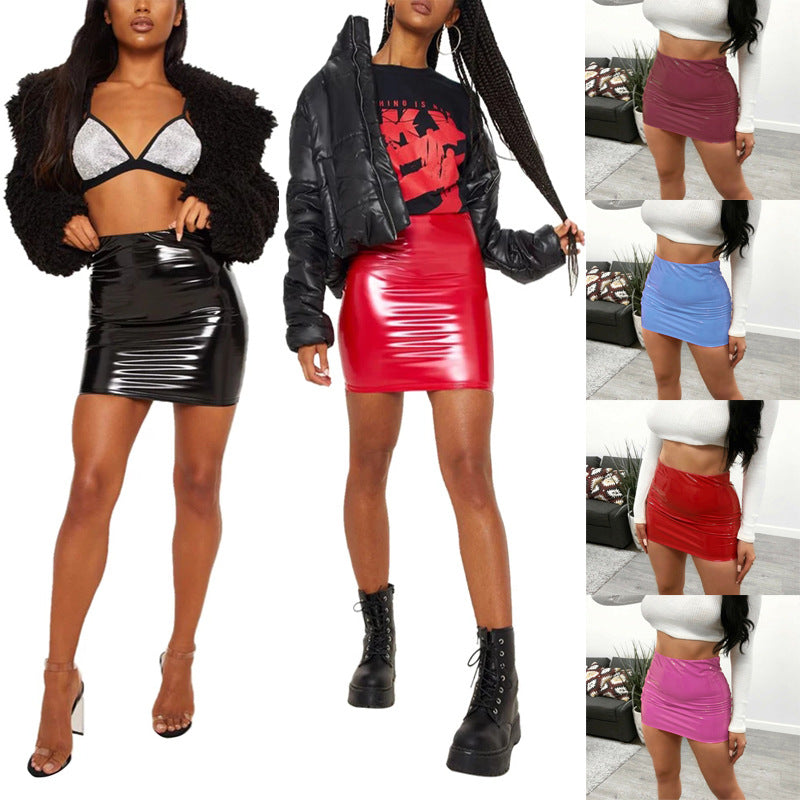 Sexy PU Leather High Waist Butt-Lifting Skirt