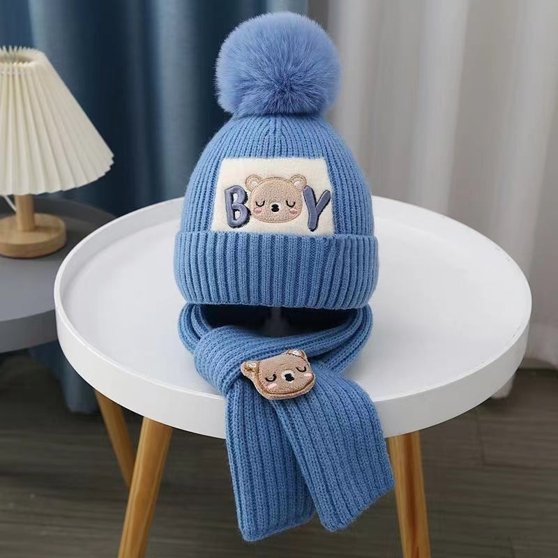 Children's Knitted Winter Hat and Scarf Set