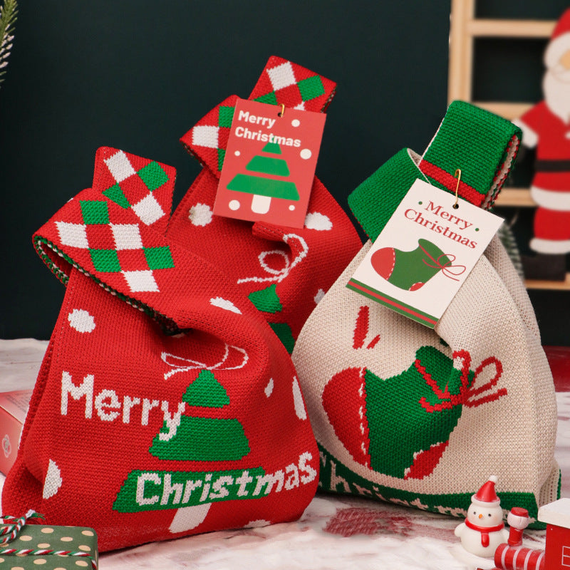 Christmas Apple Gift Bag - Knitted Fabric Holiday Packaging