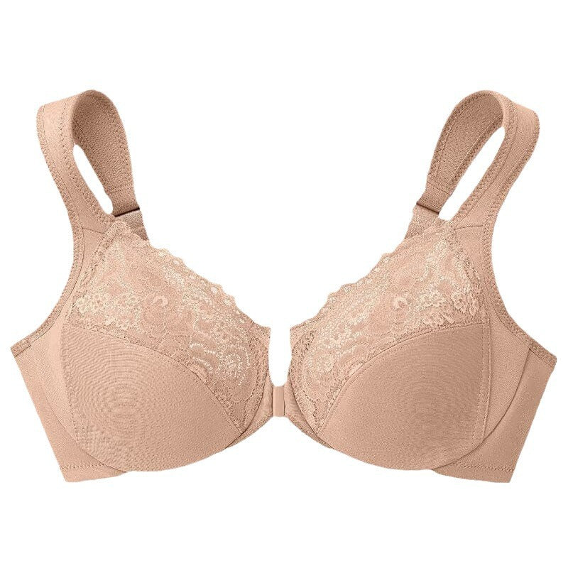 Front Button Women's Bra with Steel Ring Push-Up