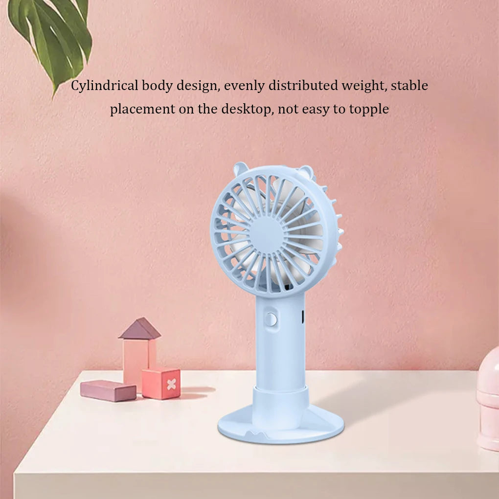 Handheld Portable Fan -  USB Rechargeable - with Desk Base