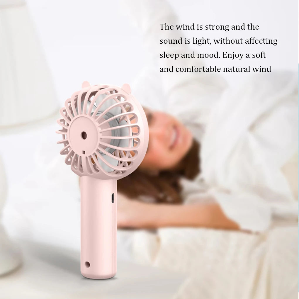 Handheld Portable Fan -  USB Rechargeable - with Desk Base