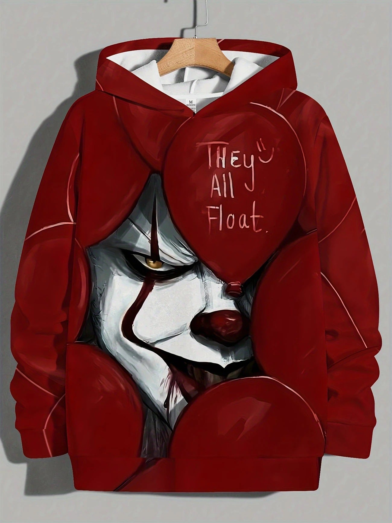 3D Printed Men's Hoodie Sweatshirt - Horror Theme Loose Fit Long Sleeve