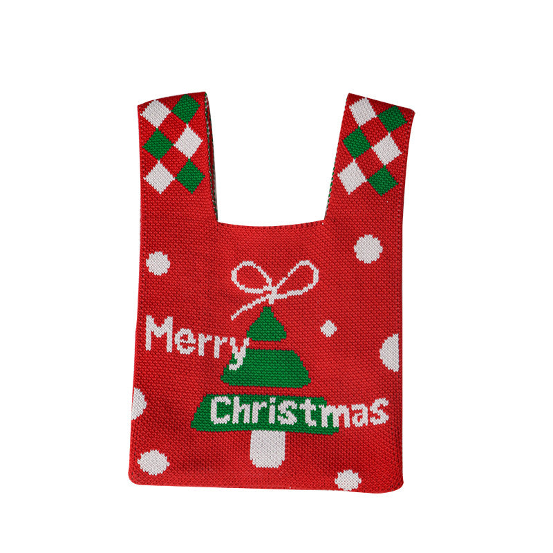 Christmas Apple Gift Bag - Knitted Fabric Holiday Packaging