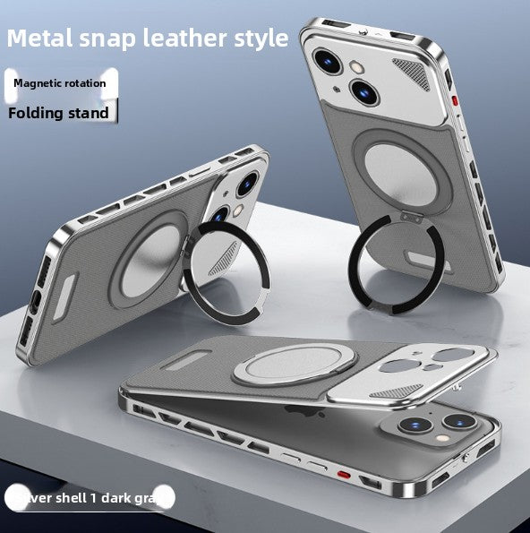 Aluminum Alloy Nappa Leather Magnetic Phone Case